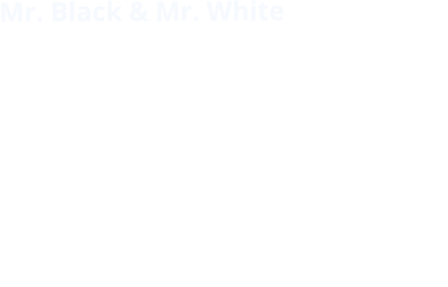 Mr. Black & Mr. White Gegensätze ziehen sich an! Mr. White hat nicht nur eine weiße Weste, nein, der ganze Anzug ist weiß. Soviel weiße Unschuld, da ist doch was faul ...Mr. Black, so schwarz wie sein Humor, wird im zwielichtigen Milieu auch der “Teflon-Mann” genannt, weil man ihm nie was anhaften kann!